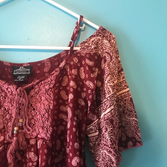 Red Cold Shoulder Shirt - Picture 1 of 4